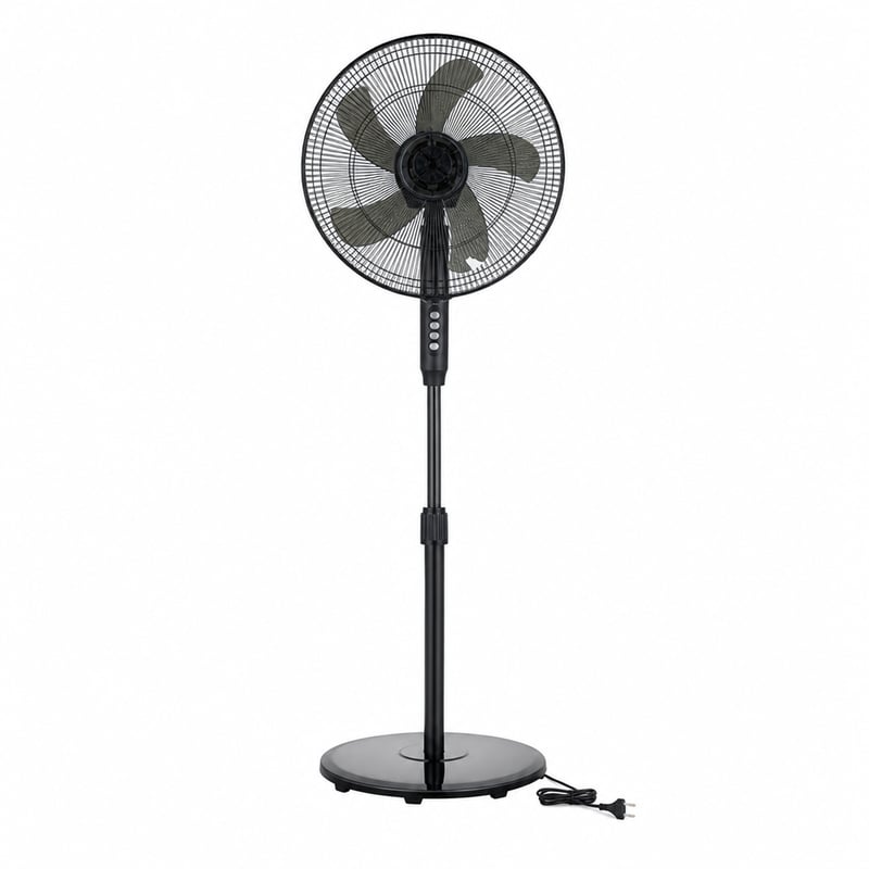 Ventilator cu picior Midea FS40-15FR cu telecomandă, 55W, 3 viteze, afișaj LED, temporizator 7,5h, oscilație 80° — utilizat (stare: vezi a 2-a imagine)