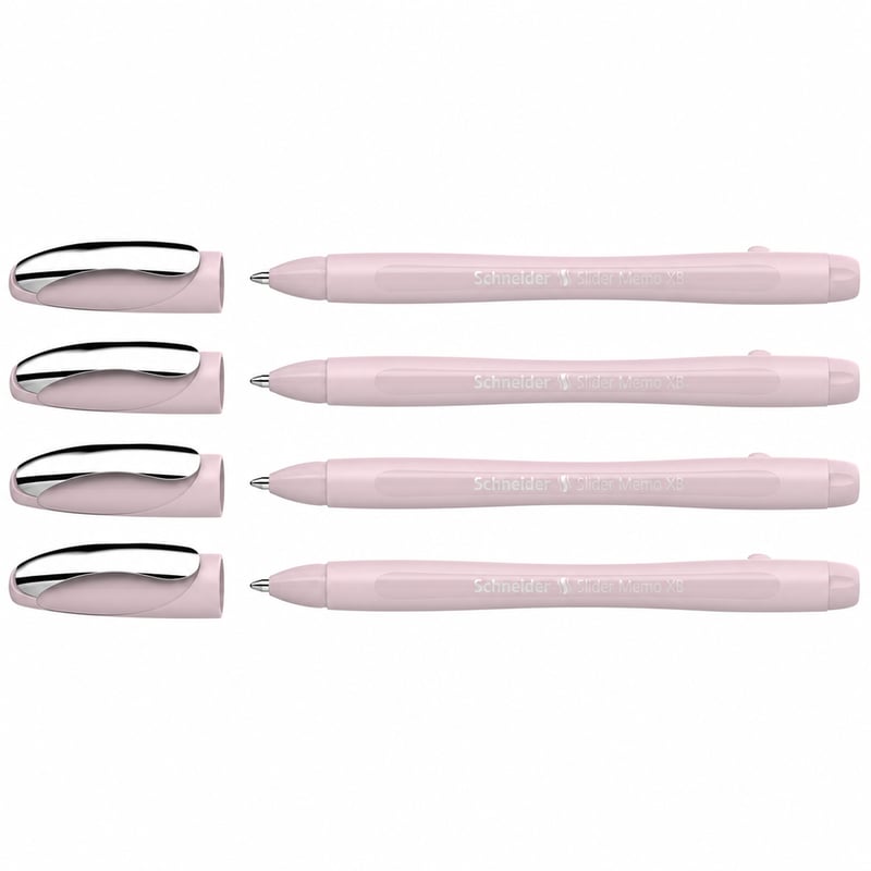 Set kemijskih olovaka Schneider Slider Memo XB i Slider Rave XB – biserno kućište, plava tinta, 4+1 — jedna nedostaje (stanje: vidi 2. sliku)