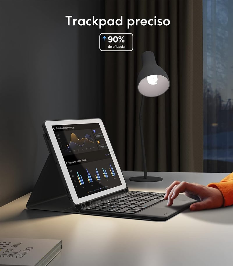 iPad 9. generációs billentyűzet tok érintőpaddal, Earto BT spanyol