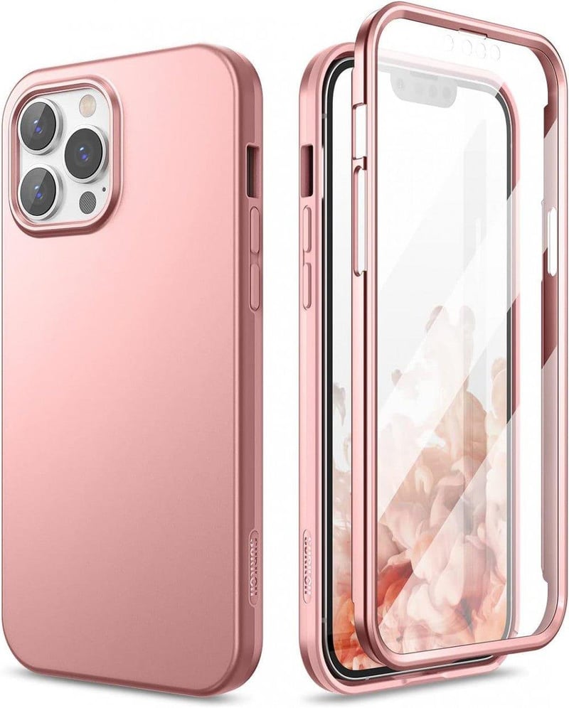 Apple iPhone 13 Pro Rózsaarany Szilikon Tok Beépített Képernyővédővel