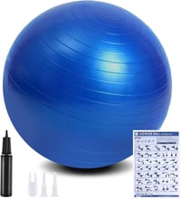 Flintronic 65cm-es kék fitneszlabda - Pilates, terhestorna, ülőlabda, egyensúlyozás (pumpával, használati útmutatóval) 1