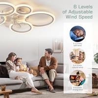 KSIBNW LED Mennyezeti Lámpa Ventilátorral - 70W Dimmelhető Fehér Lámpatest, Távirányítóval és Applikációval, 6 Sebességű Modern Ventilátor N 4