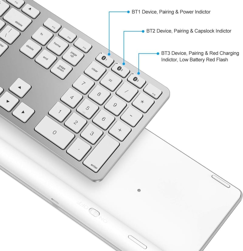OMOTON Bluetooth Billentyűzet Numerikus Résszel, Újratölthető Vezeték Nélküli Klaviatúra MacBook Pro/Air, iMac, Mac mini/Pro és PC Eszközökh