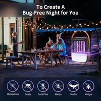 Tiptop Home 2in1 Napelemes Szúnyogirtó Lámpa 1200 mAh USB Tölthető Rovarcsapda LED Világítással - Kertbe, Beltérre, Kültérre 5