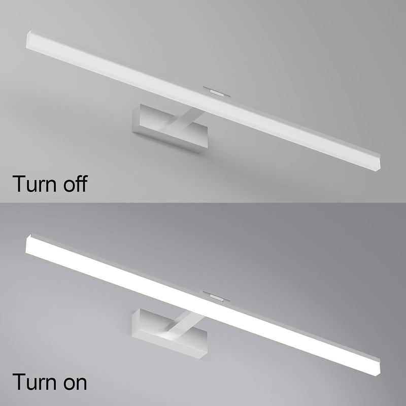 Klighten LED Tükör Világítás 24W - 80cm Ezüst Fürdőszobai Lámpa IP44 Vízálló 6000K Hideg Fehér 1170LM 180° Forgatható Fali Tükörlámpa