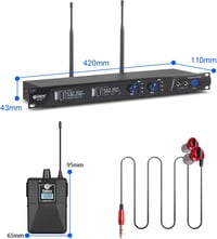 D Debra Audio PRO ER-202 UHF Dupla Csatornás Vezeték Nélküli Fülmonitor Rendszer Adóval és Vevővel Színpadi, Stúdió és Zenész Használatra 5