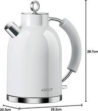 ASCOT Retro Fehér Elektromos Vízforraló 1,5L - Rozsdamentes Acél, Túlforrás Védelem 7