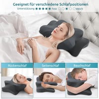 DONAMA Memory Foam Ergonomikus Nyakpárna - Oldal, Hát és Hason Alvóknak, Légáteresztő Huzattal, 2 Magassági Szinttel, Sötétszürke 3