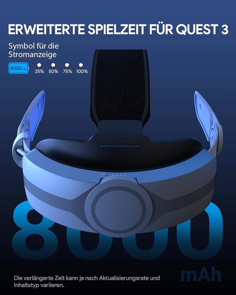 Meta Quest 3 Elite Akkumulátoros Fejpánt - 8000 mAh, +4 Óra Játékidő