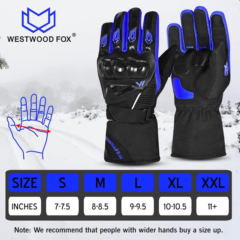 WESTWOOD FOX Vízálló Téli Motoros Kesztyű - Érintőképernyős, Könnyű, Meleg Védőkesztyű Férfiaknak és Nőknek, BMX, ATV, UTV, Hegyi Kerékpároz