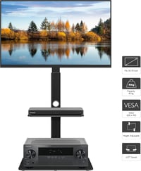 BONTEC TV Állvány 30-70 Hüvelykes Televíziókhoz, Magasságállítható Padlóállvány 40 kg Teherbírással, 2 Edzett Üvegpolccal, VESA 600x400 mm 7
