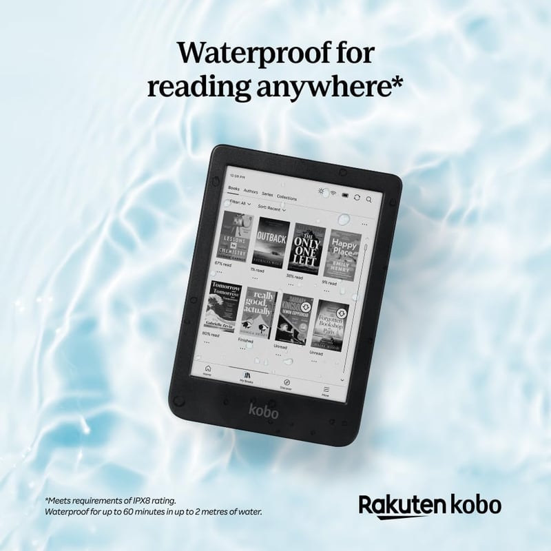 Kobo Clara BW E-olvasó 15,2 cm Tükröződésmentes Érintőkijelzővel, ComfortLight PRO, Sötét Mód, Hangoskönyv, Vízálló, 16GB, Fekete