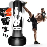 WELLTE Felfújható Bokszzsák szett Állvánnyal - Gyerekeknek és Felnőtteknek, 180 cm Magas PVC Edzőeszköz Kickbox, Karate, MMA Gyakorláshoz 1