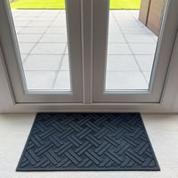 Ultralux Gumi Lábtörlő 75x45cm - Kültéri-Beltéri Csúszásmentes Szennyfogó Szőnyeg Fekete-Ezüst Mintával, Vízálló, Strapabíró, Könnyen Tisztí 7