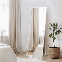 Vasemouh 150x51 cm Álló Tükör Fehér PVC Kerettel - Edzett Üveg Teljes Alakos Tükör Hálószobába, Nappaliba, Előszobába vagy Fürdőszobába 6