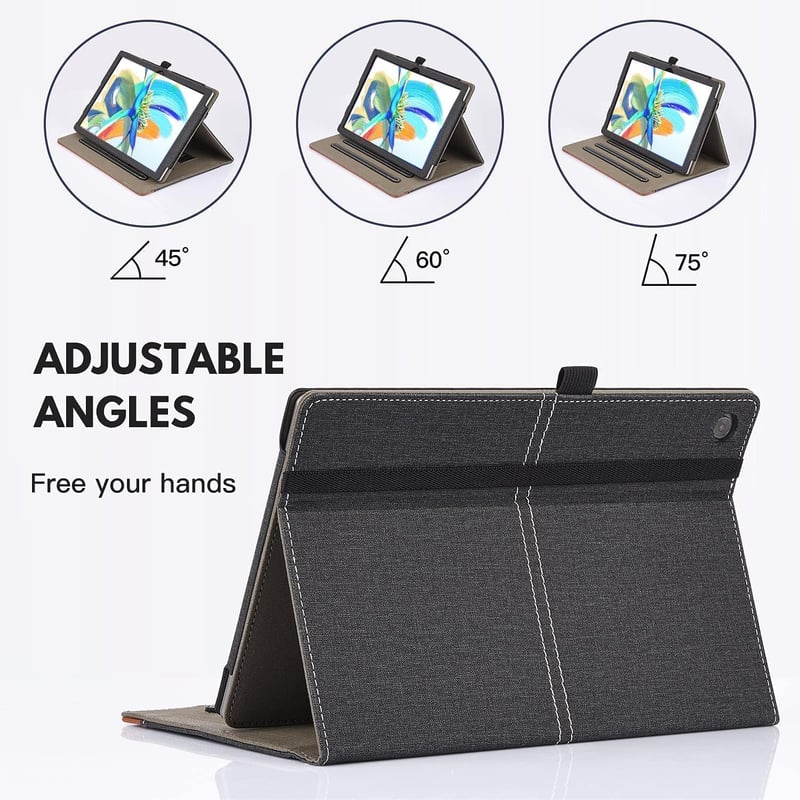 DLveer Prémium Műbőr Tok Teclast M40 Pro/P20S 10 Hüvelykes Tablethez - 360 Fokos Védelem, Többszögű Állvány, Tolltartó, Fekete