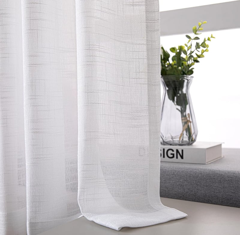 NSXIN Fehér Félátlátszó Vitrázs Függöny Szett Konyhába, Nappaliba - 60x90 cm, 2 db