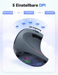 TECKNET Ergonomikus Vezeték Nélküli Függőleges Egér, 4800 DPI, 6 Gombos, Kényelmes Csuklótámasz, PC/Laptop/Mac Kompatibilis, Szürke 2