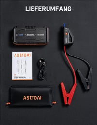 AstroAI S8 Hordozható Autós Bikázó 1500A, Powerbank Funkcióval, 12V Akkumulátor Indító 6.0L Benzines és 3.0L Dízel Motorokhoz 9