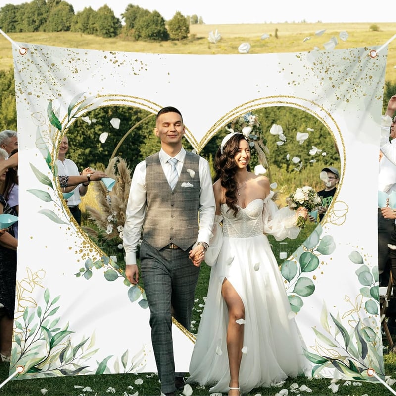 Óriás Esküvői Szív Kivágáshoz 200x180cm - Just Married Lepedő 2 Ollóval
