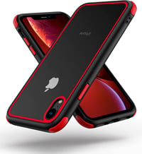 MobNano Ultra Hybrid átlátszó iPhone XR tok - ütésálló, fekete-piros szegéllyel 1