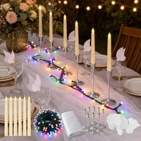 Svadobný dekoračný set: 6x LED sviečka + 21m svetelná reťaz + tyl + 10x svietnik + 100x menovka 1