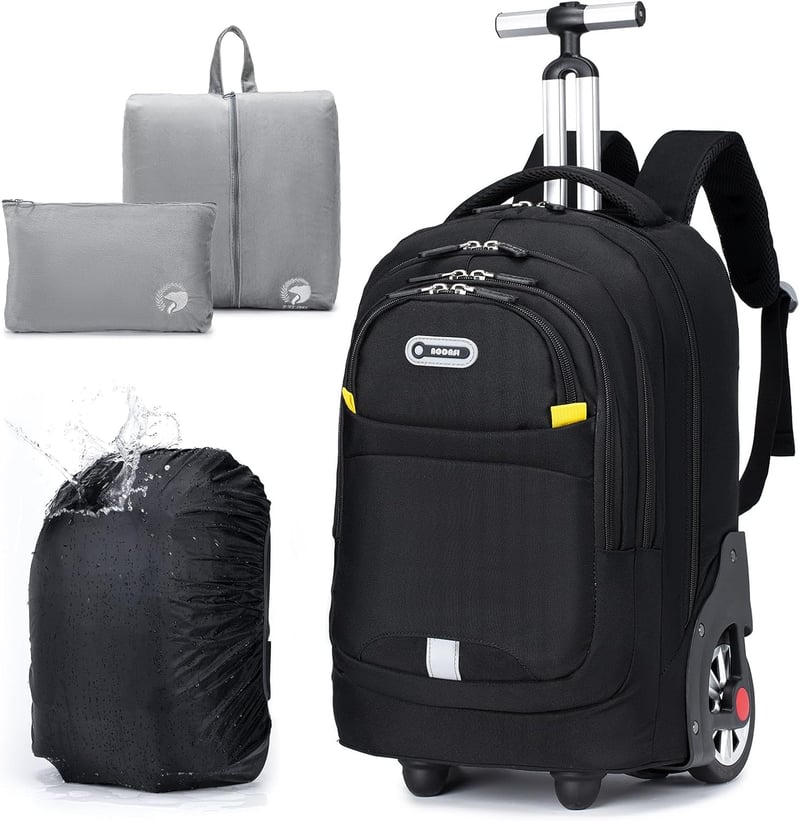 BAGZY Gurulós Hátizsák 45x36x20 cm - Kétkerekű Laptoptáska 15.6" Méretű Laptophoz, EasyJet Kézipoggyász Méretű Utazótáska Biztonsági Zárral