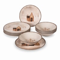 Set de masă de Crăciun H&H Cinnamon Glow din ceramică cu decorațiuni în stil nordic, set parțial de 11 piese (incomplet, din set) 1