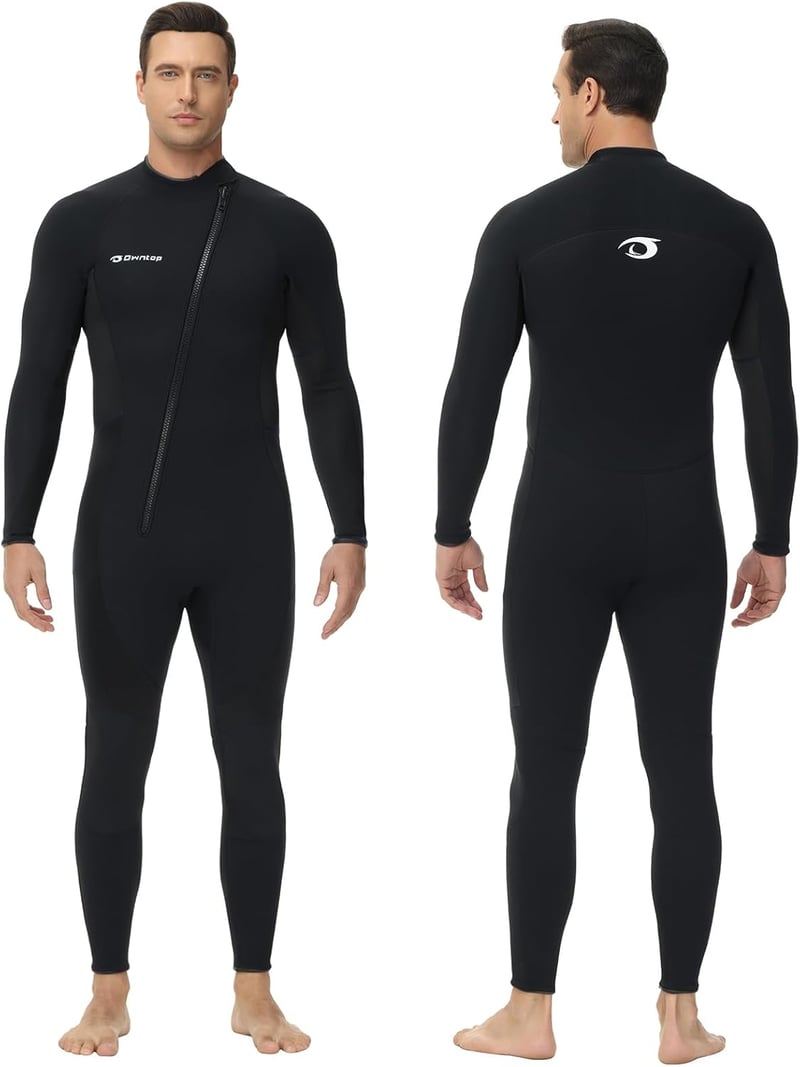 Owntop 3/2mm-es férfi neoprén búvárruha, elöl cipzáros, XL-es méret, fekete