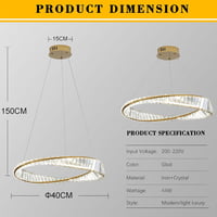 minifair Arany Gyűrű Alakú LED Csillár - 40 cm Modern Dimmelhető Kristály Lámpa Nappaliba, Hálószobába, Étkezőbe, Irodába, Érintésvezérlésse 2
