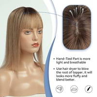 EMMOR Női Hajtakaró Póthaj 100% Emberi Hajból - 150% Sűrűség, Selyem Alap, 35,6 cm, Ombre Hamvas Szőke, Hajritkulás Fedésére 5
