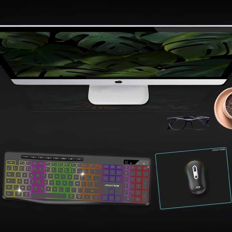 AD ADVANCE R Type Vezeték Nélküli Billentyűzet - Csendes, Tölthető, RGB Háttérvilágítás, Francia Kiosztás, Windows/Mac Kompatibilis