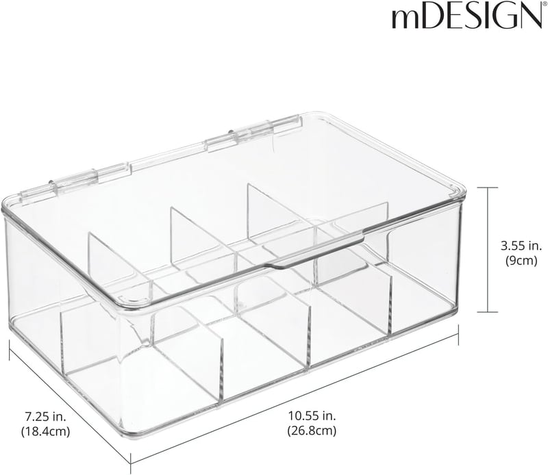 mDesign átlátszó teafilter tároló doboz 8 rekesszel, 2 darabos szett