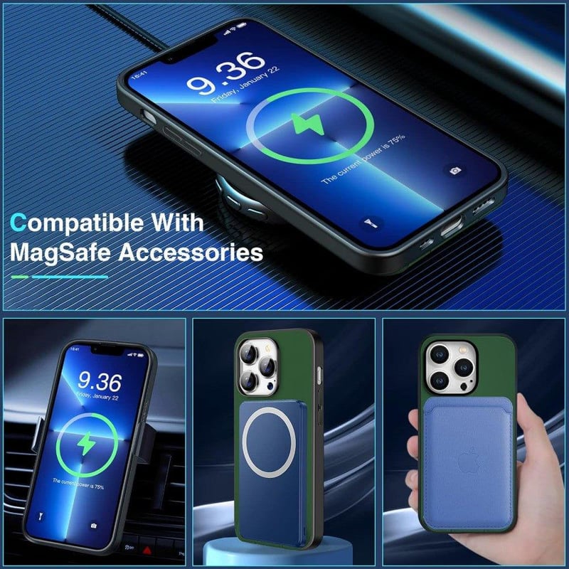 Apple iPhone 13 Pro Max Zöld Mágneses Tok MagSafe-fel és Állvánnyal