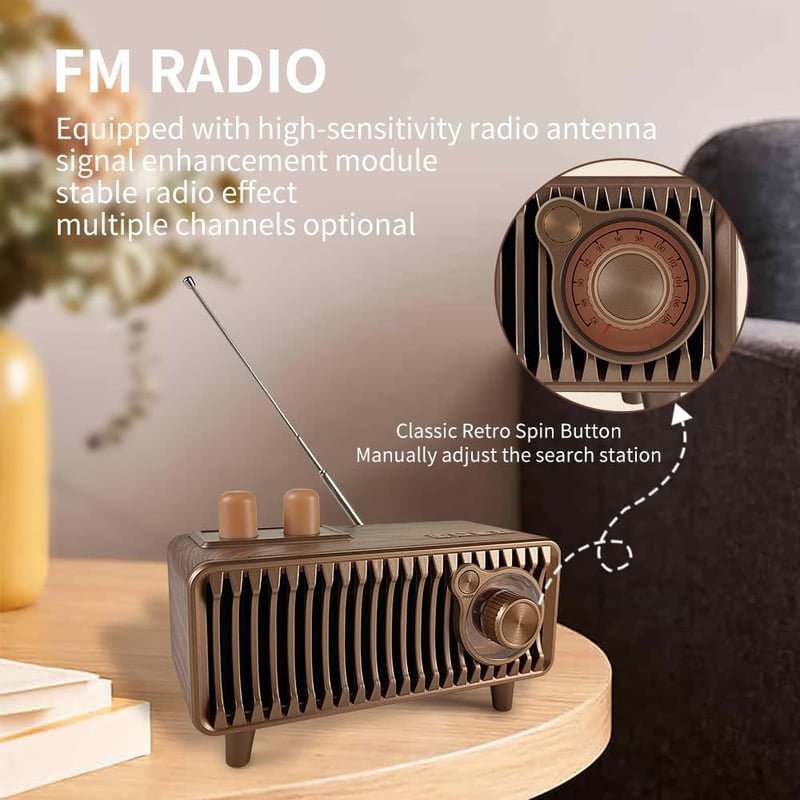 CYBORIS Retro Bluetooth Rádió - Dió Fa, 20W Sztereó, FM, USB/TF/AUX