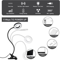 URAQT LED Csiptetős Lámpa, 360° Hajlítható Nyakkal, 3 Színhőmérséklet, 11 Fényerőszint, 150 cm USB Kábel, Olvasáshoz, Irodába, Hálószobába 5