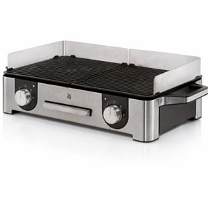 WMF Lono Master električni stolni roštilj 50x28 cm, 2400 W, 2 zasebno podesive površine za pečenje, sa zaštitom od vjetra, posudom za sakupljanje masnoće, nehrđajući čelik
