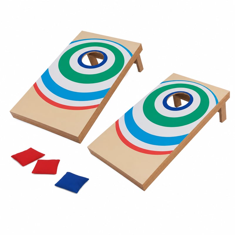 Set de joc cu aruncare la țintă Schildkröt Cornhole, MDF certificat FSC, 52x30x14 cm – defect, parțial funcțional: un picior al tablei este rupt, 3 saci (pentru stare: vezi a 2-a imagine)