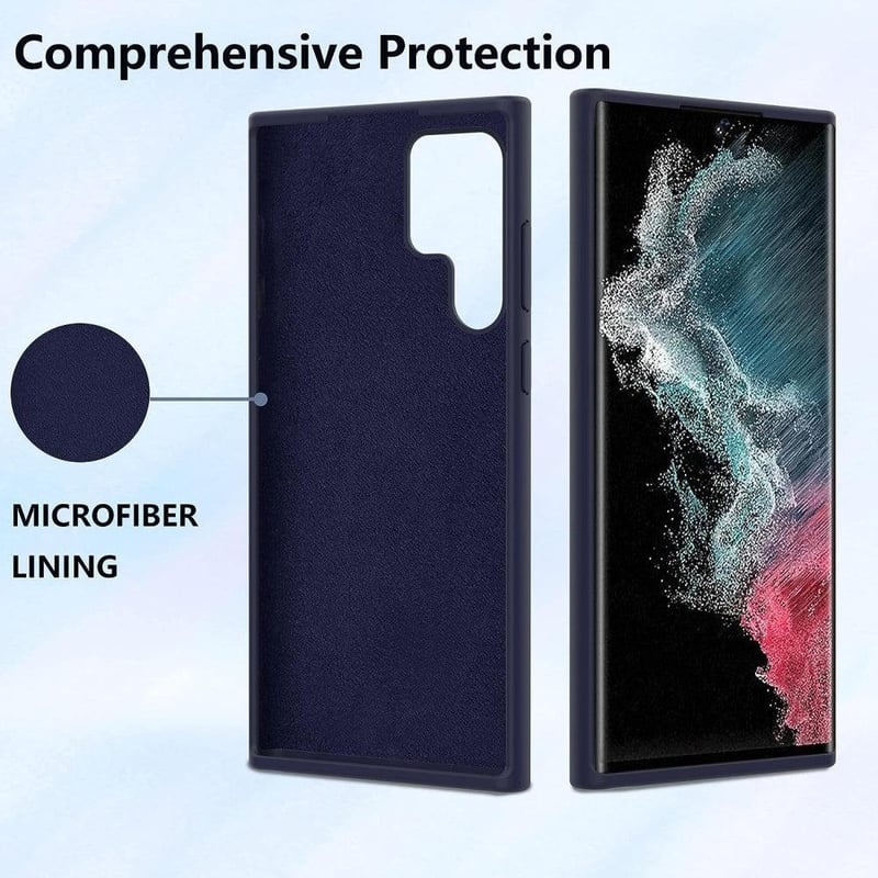 Samsung Galaxy S22 Ultra szilikon tok - Sötétkék, ütésálló, puha tapintású védőtok
