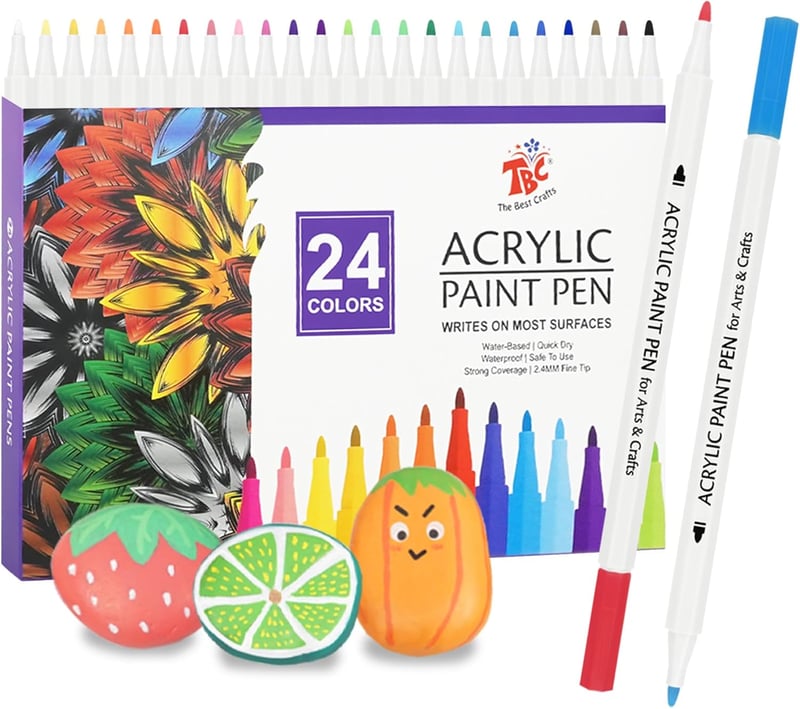 TBC 24 színű vízálló akrilfesték marker kő, vászon, fa festésére