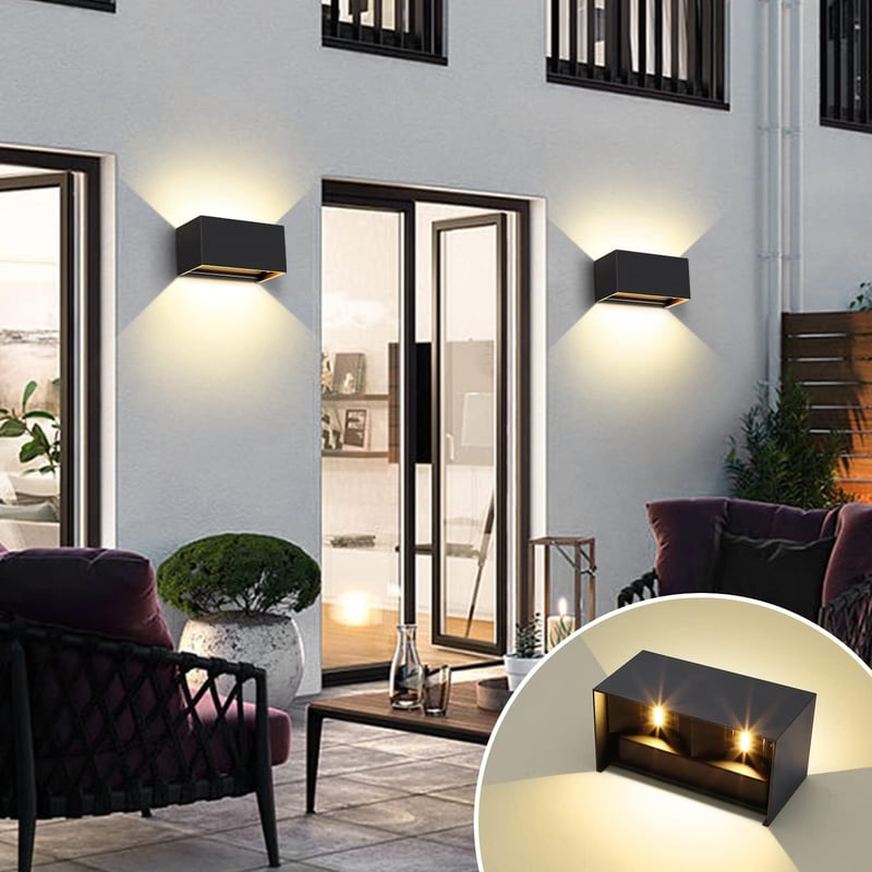Kingwen 20W LED Kültéri-Beltéri Állítható Fekete Fali Lámpa IP65 Vízálló