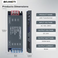 BRIMETI LED Transzformátor 230V-24V 100W Tápegység - Vékony Alumínium Kapcsolóüzemű Átalakító 4,16A LED Szalaghoz, Kerti Világításhoz 4