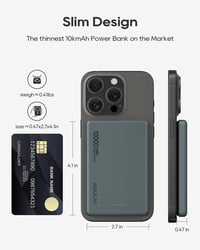 Kuulaa MagSafe 10000mAh mágneses powerbank iPhone 15/14/13-hoz, 20W, szürke 3