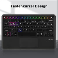 SENGBIRCH Bluetooth Billentyűzet Érintőpaddal - QWERTZ Német Kiosztás, 7 Színű Háttérvilágítás, Vezeték Nélküli, Windows/Android/iOS Kompati 8