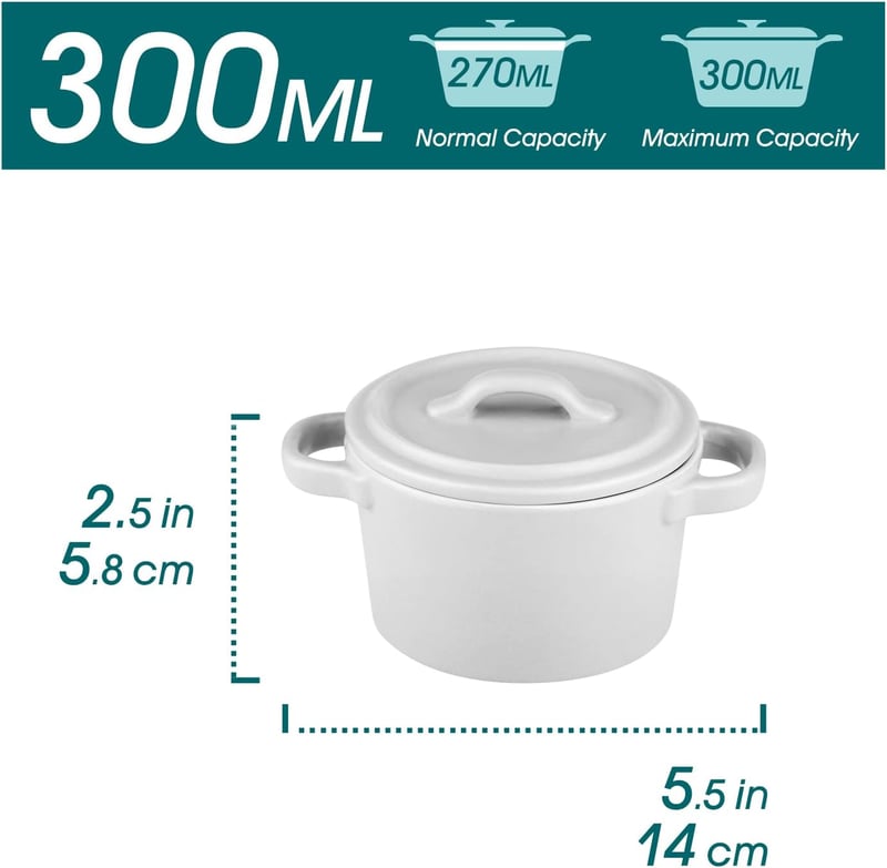 vancasso MORANDI 4 részes mini sütőtál szett fedővel, 300 ml-es krémszínű kerámia cocotte edények