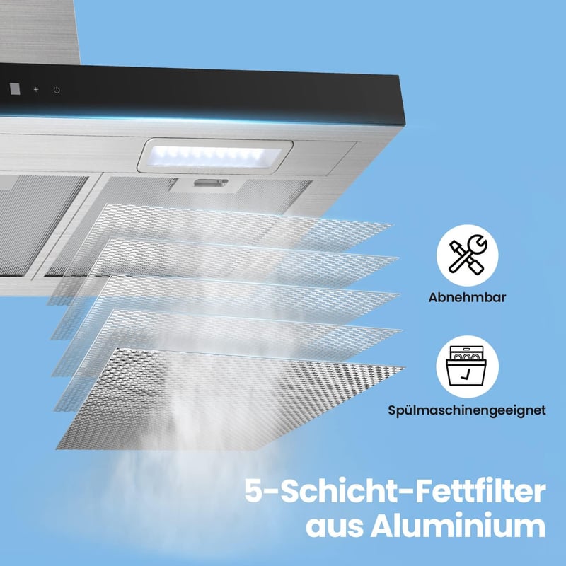 COMFEE' 90cm-es A+++ Energiaosztályú Páraelszívó, 650m³/h Teljesítmény, Gesztus Vezérléssel