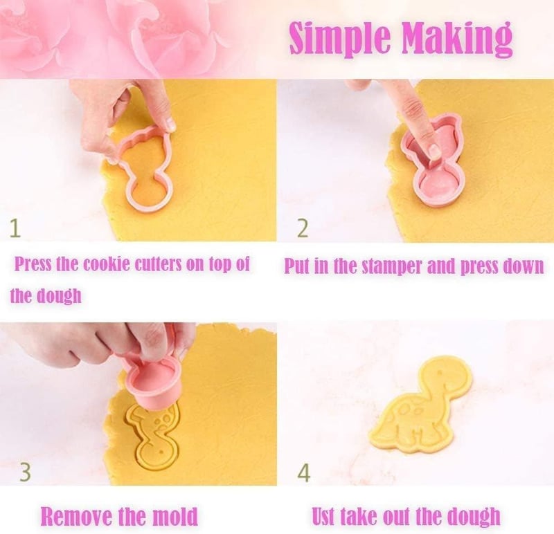 Dinoszaurusz Sütiforma Szett - 3D Fondant Kiszúró és Bélyegző (12 db)