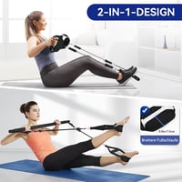 ALongSong Pilates rúd szett kezdőknek - 4 gumiszalaggal, ajtórögzítővel, otthoni edzéshez (Fekete) 5