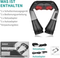Nekteck Shiatsu Masszírozó Párna Melegítő Funkcióval - Nyak, Váll, Hát és Derék Masszázs Autóban és Irodában, Sebességszabályzóval, Fekete - Black 9