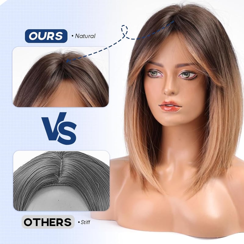 HAIRCUBE Női Paróka 40 cm Barna-Réz Szőke Hullámos Műhaj Frufruval - Függöny Frufrus Szintetikus Paróka Hétköznapi és Cosplay Használatra